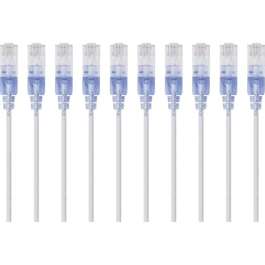 Monoprice SlimRun Cat6A Ethernet Patch Cable - 7ft, White, 10-Pack