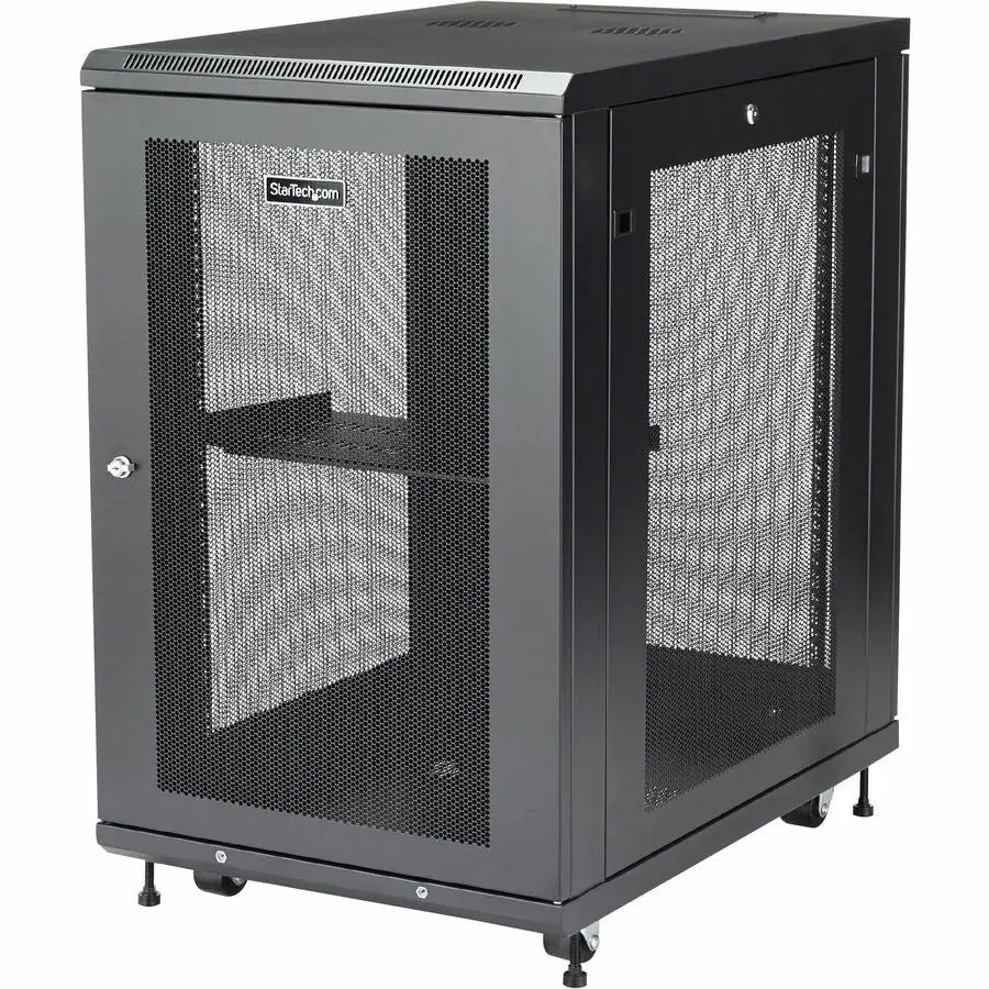 StarTech.com RK1833BKM 18U Server Rack Cabinet with Adjustable Depth and Casters