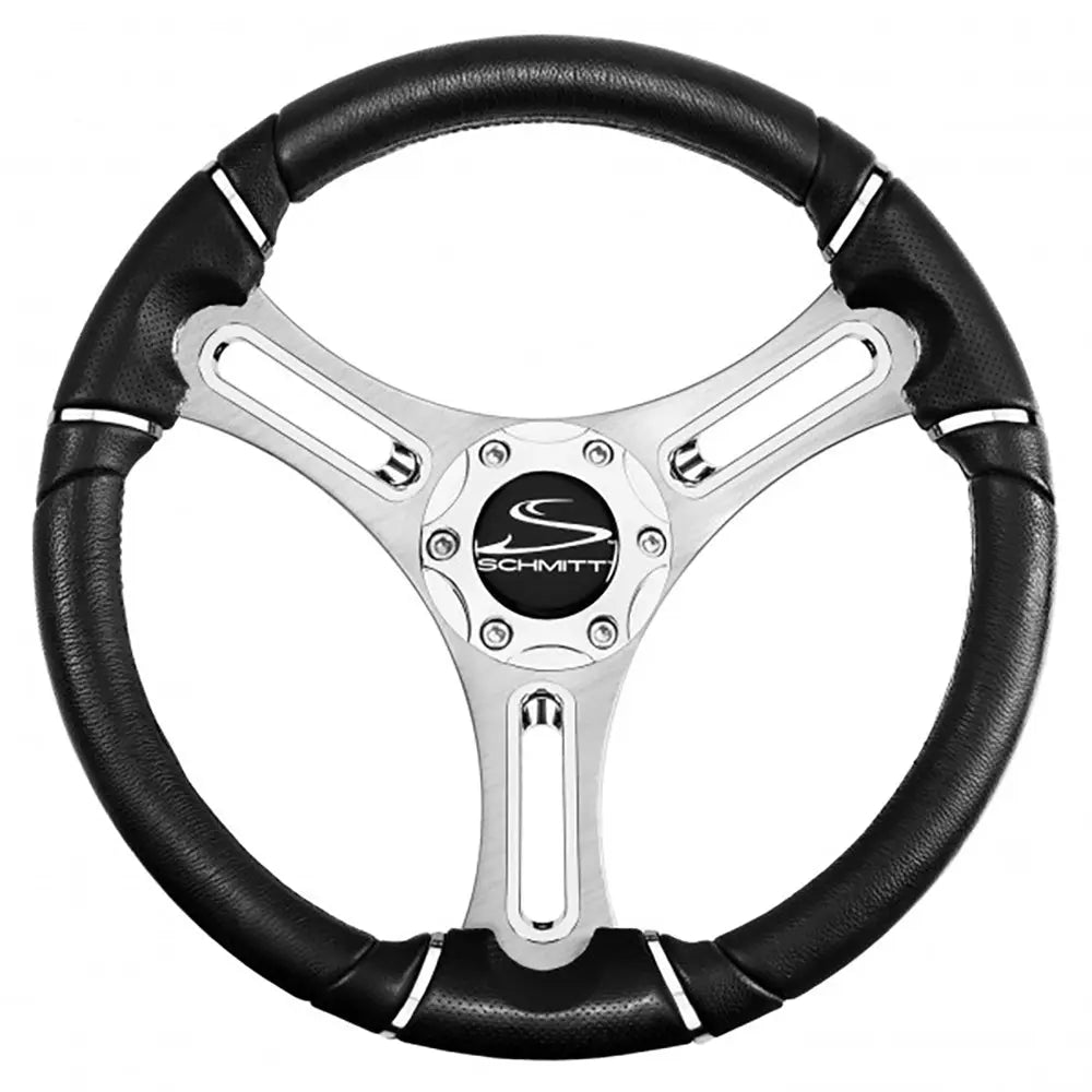 Schmitt Marine Torcello 14-Inch Wheel - 04 Series Polyurethane Steering Wheel with Chrome Trim and Brushed Spokes