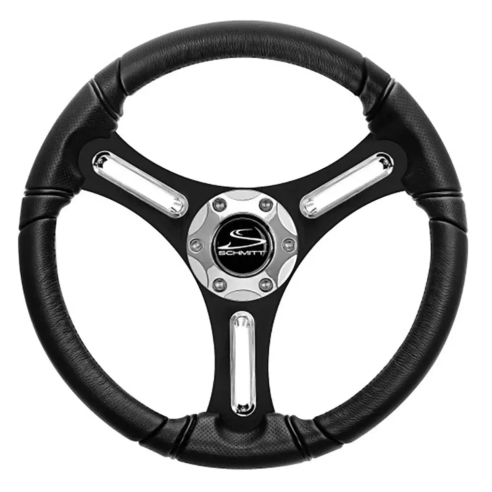 Schmitt Marine Torcello 14-inch 03 Series Polyurethane Steering Wheel with Chrome Spoke Inserts and Cap