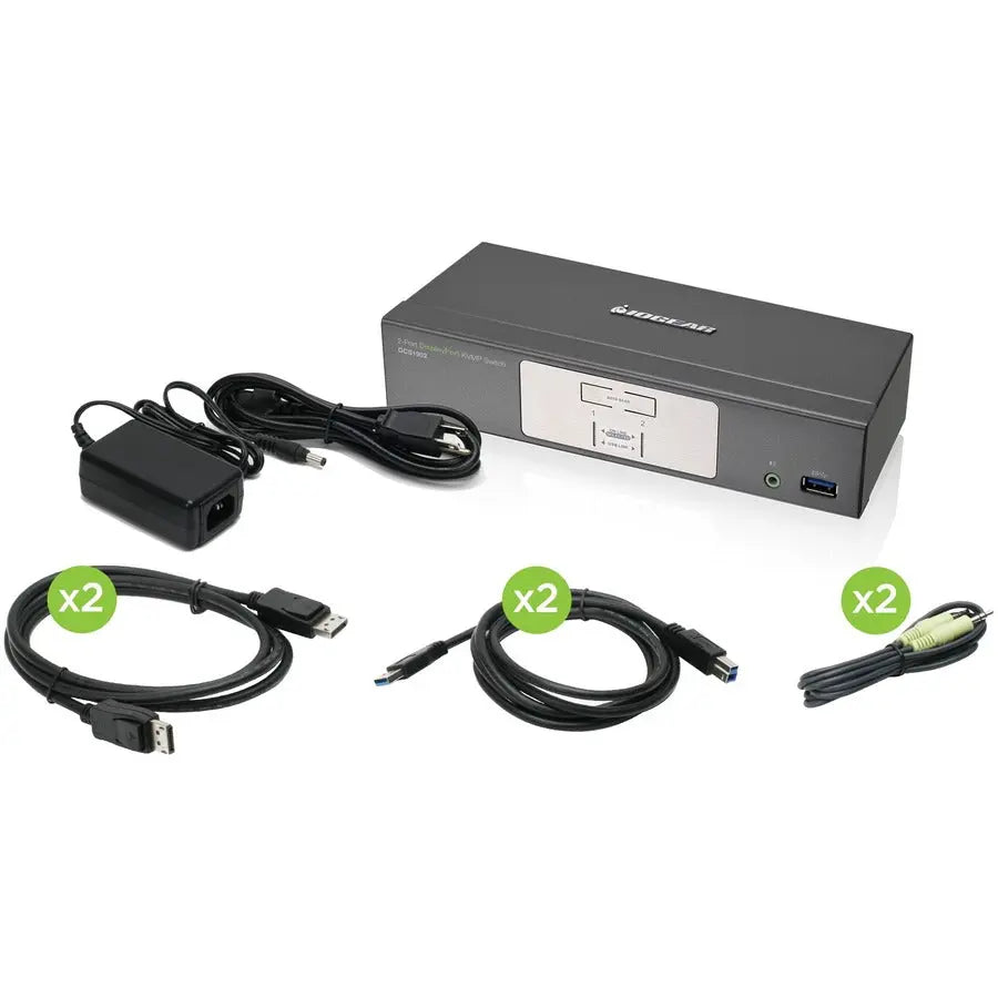 IOGEAR GCS1902 2-Port DisplayPort KVMP Switch with USB 3.0 Hub - Supports 4K UHD Resolution and Multi-Platform Compatibility