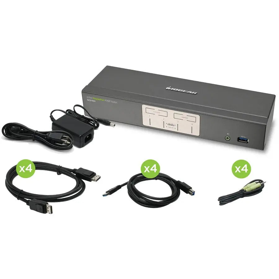 IOGEAR GCS1904 4-Port DisplayPort KVMP Switch with USB 3.0 Hub – 4K UHD Support