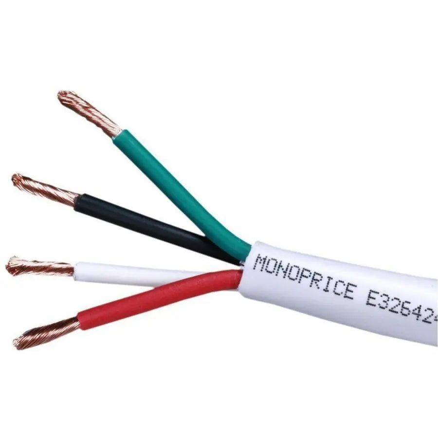 Monoprice Speaker Wire, CL2 Rated, 4-Conductor, 14AWG, 1000ft – High-Quality Pure Bare Copper Cable for Residential Audio Systems