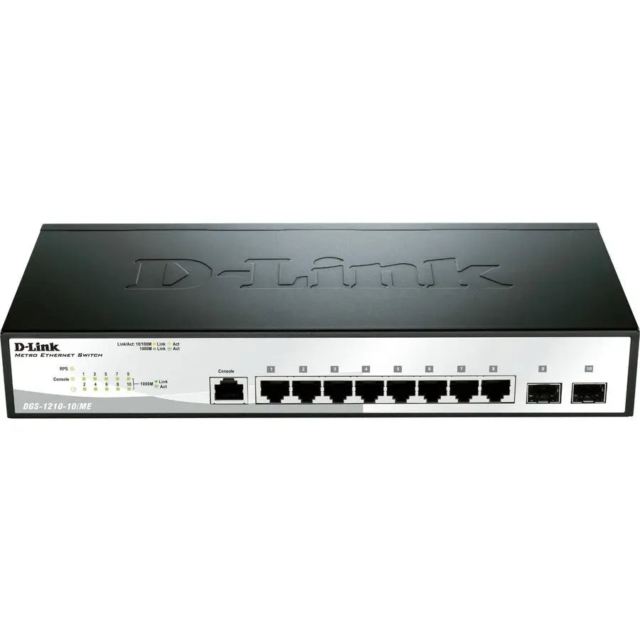 D-Link DGS-1210-10/ME Ethernet Switch – 8-Port Gigabit Rack-Mountable Metro Ethernet Switch with Layer 3 Routing and Security Features