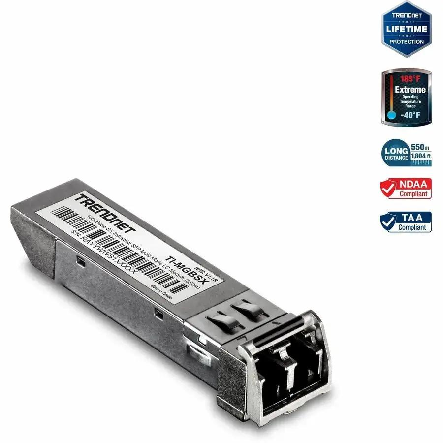 TRENDnet TI-MGBSX Hardened Mini-GBIC Multi-Mode SFP Module for Industrial Networking by TRENDnet