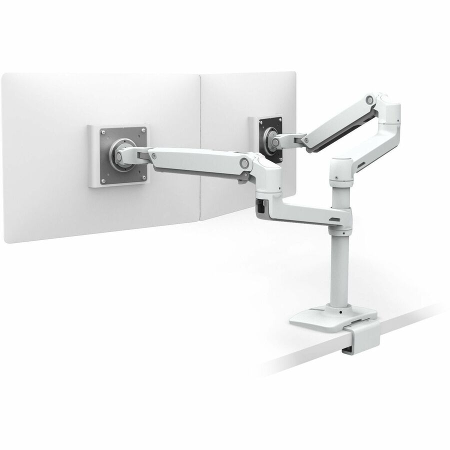 Ergotron LX Dual Stacking Arm Monitor Mount with C-Clamp - White, Part 45-502-216