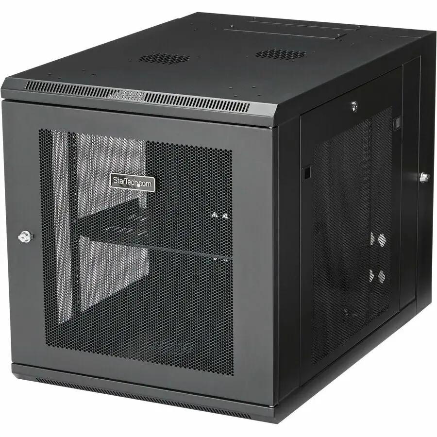 StarTech.com RK1232WALHM 12U Wall-Mount Server Rack Cabinet – Adjustable Depth, Lockable Steel Enclosure with Hinged Door and Included Shelf by StarTech.com