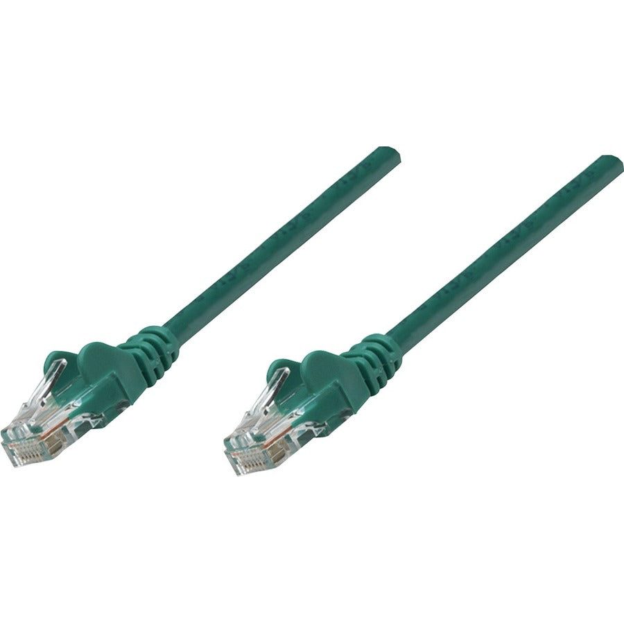 Intellinet Cat6 UTP Network Cable – Green, 1 Foot, with Snag-Free Boots and Gold-Plated Connectors