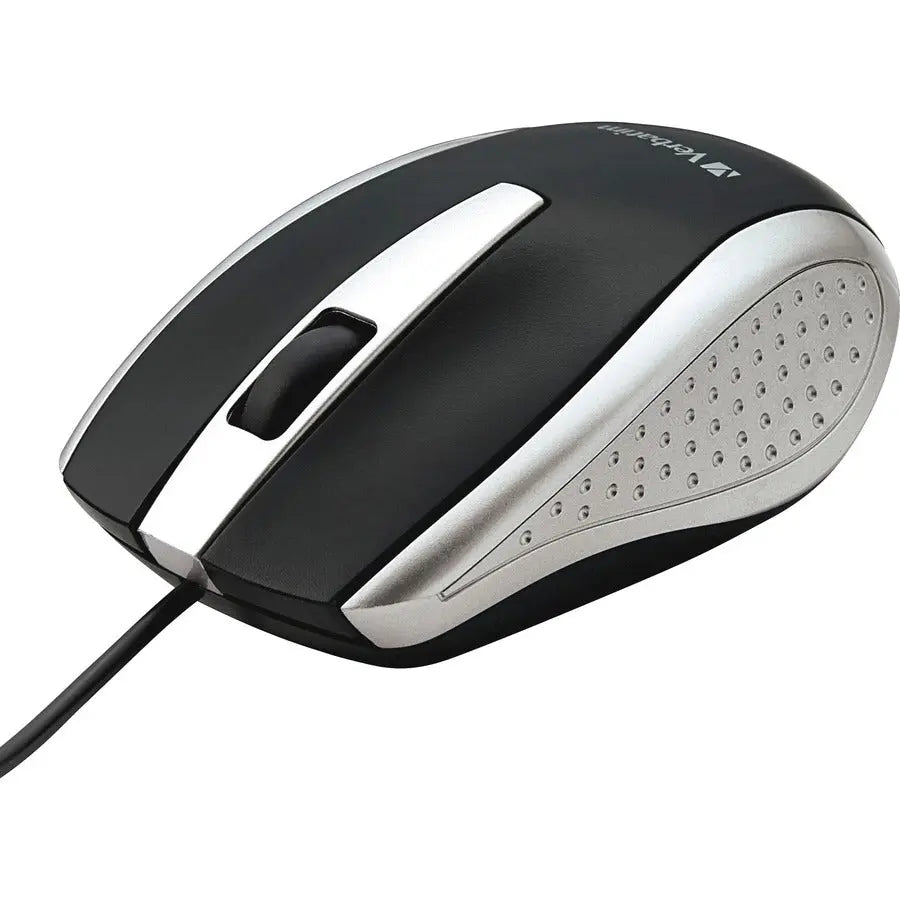 Verbatim Corded Optical Mouse - Silver, High-Precision Tracking, Sleek Design