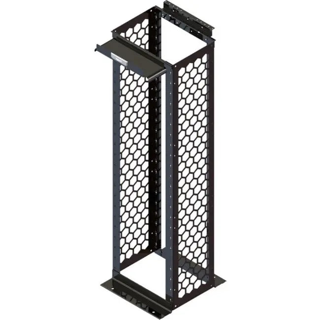 LEGRAND - DATA MM20 Channel Rack, 16.25 inch Deep, 7 ft, 45 RU, Black — Floor Standing Network Rack with Honeycomb Side Rails and Cable Management