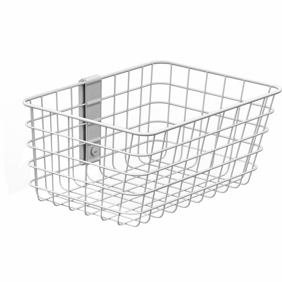 Ergotron SV Wire Basket, Small – Versatile T-Slot Cart Accessory in White