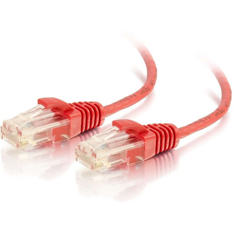 C2G 01166 3 ft. Cat6 Slim Snagless UTP Ethernet Network Patch Cable, Red