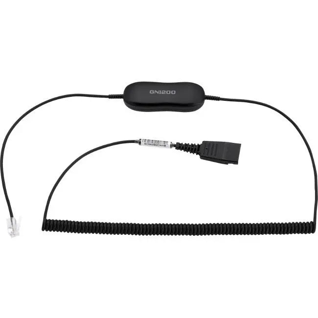 Jabra GN1218 AC Attenuation Coiled Phone Cable, 6.6 ft, Black