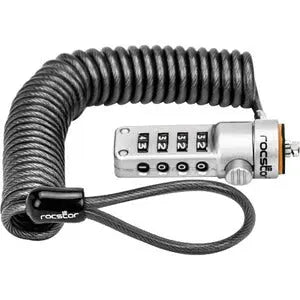 Rocstor Rocbolt Portable Security Cable with Combination Lock – 6 ft Galvanized Steel, Resettable 4-Digit Lock for Laptops, Monitors, and Projectors