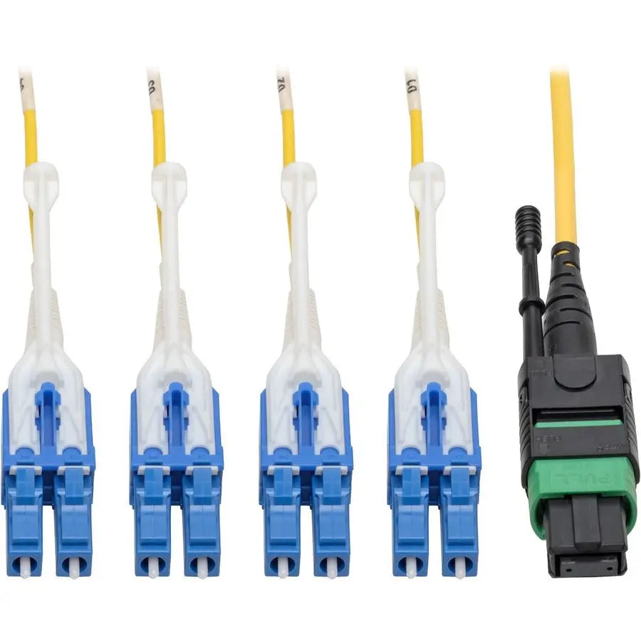 Eaton Tripp Lite Series N390-05M-8LC-AP 5 ft Singlemode MTP/MPO to 8xLC Breakout Patch Cable, Yellow