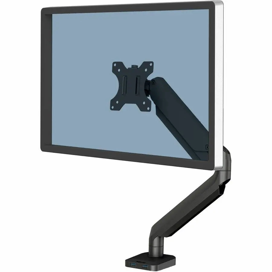 Fellowes Platinum Series Single Monitor Arm for 40-Inch Displays with Full Motion and USB Ports