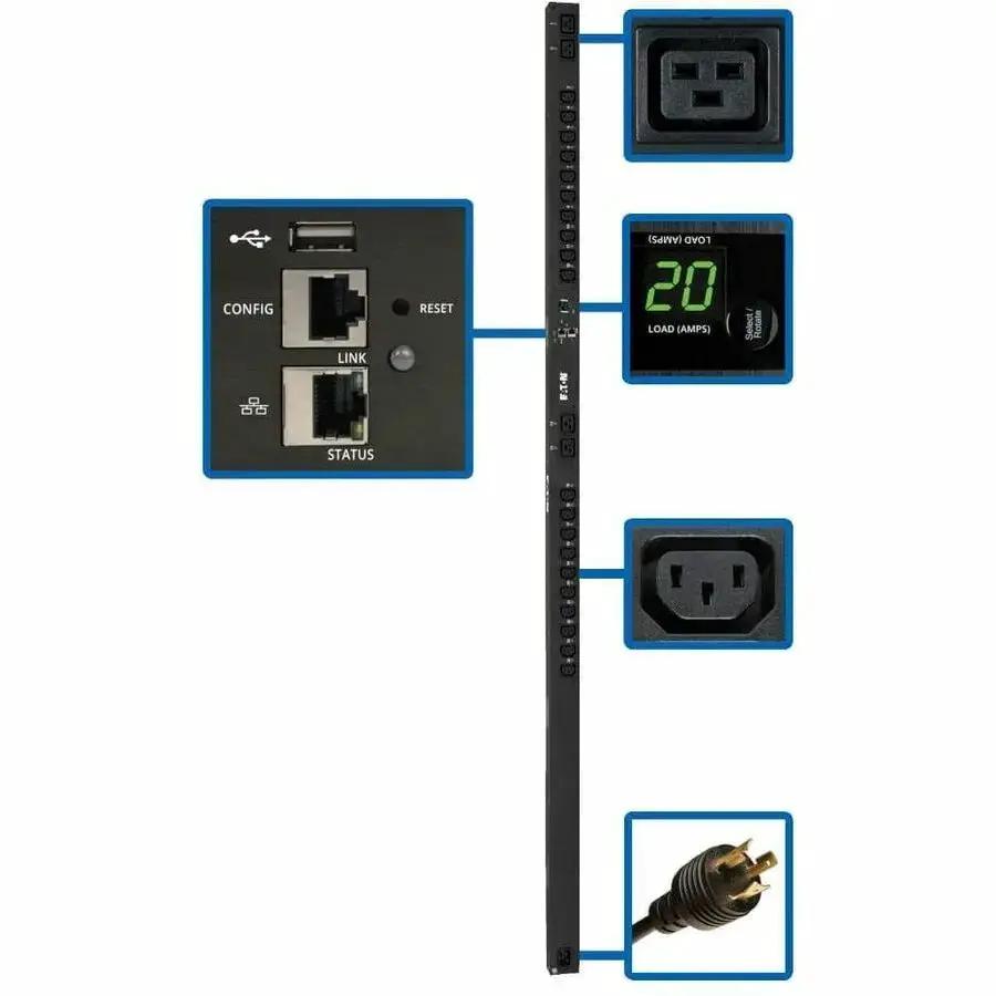 Eaton Corporation PDUMV20HVNETLX 24-Outlet Rack-Mountable Switched PDU with Remote Monitoring and Control by Eaton Corporation