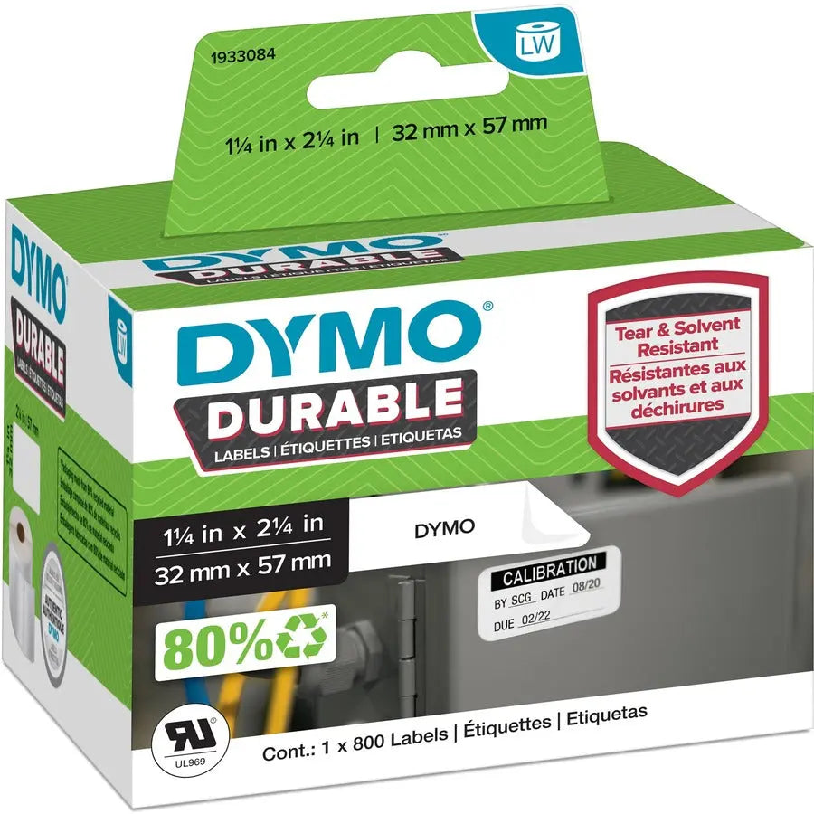 Dymo LW Durable Labels – Multipurpose White Labels with Industrial-Strength Adhesive