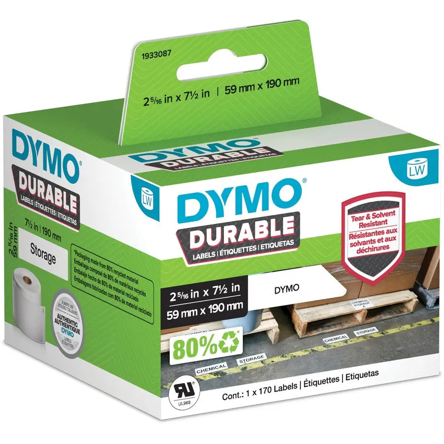 Dymo 1933087 ID Label – White Polypropylene Labels with Industrial-Strength Adhesive for Challenging Surfaces
