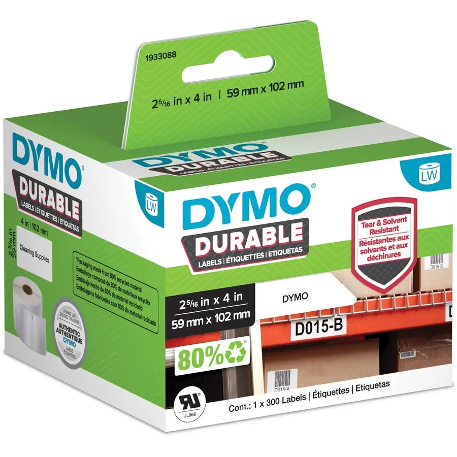 Dymo 1933088 Address Labels – Durable White Plastic Labels with Industrial-Strength Adhesive
