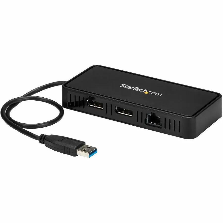 StarTech.com USB 3.0 Mini Dock with Dual 4K DisplayPort, Gigabit Ethernet, and USB 3.0 for Laptop - Part USBA2DPGB