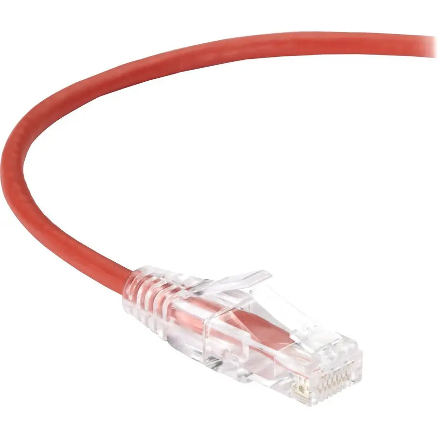 Black Box Slim-Net Cat6 UTP Patch Network Cable – 3 Feet, Red, 28-AWG, High-Density Space-Saving Design