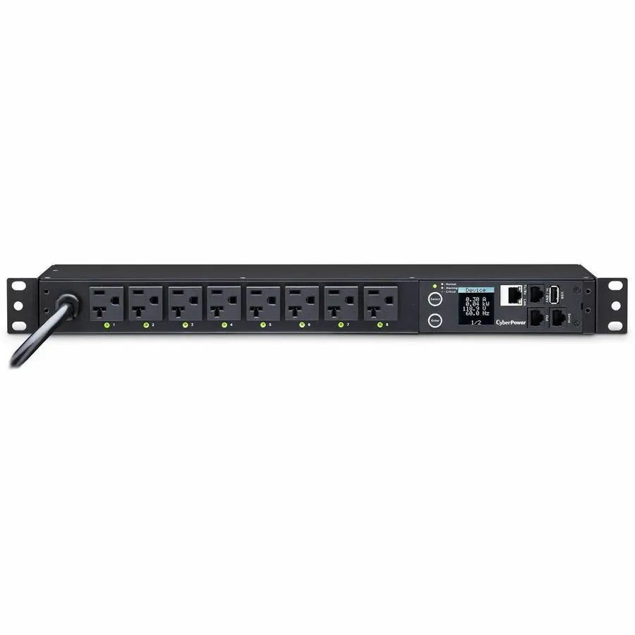 CyberPower PDU41002 1U Rackmount Switched Power Distribution Unit with 8 NEMA Outlets and Network Management