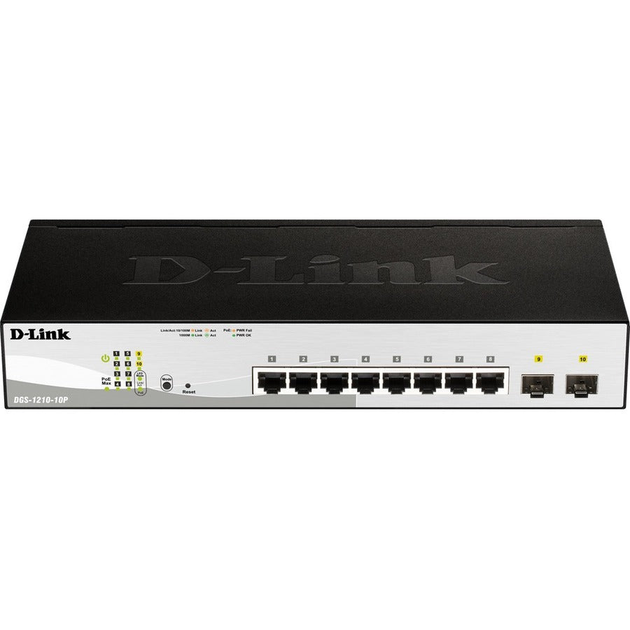 D-Link DGS-1210-10MP Ethernet Switch - Managed Gigabit PoE Network Switch with Advanced Layer 2 Features