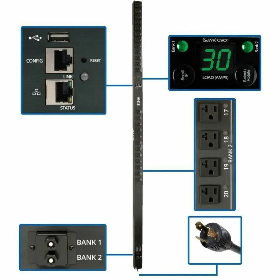 Eaton Corporation PDUMV30NETLX 2.9kW Single-Phase Switched PDU with LX Platform Interface and 24 Outlets