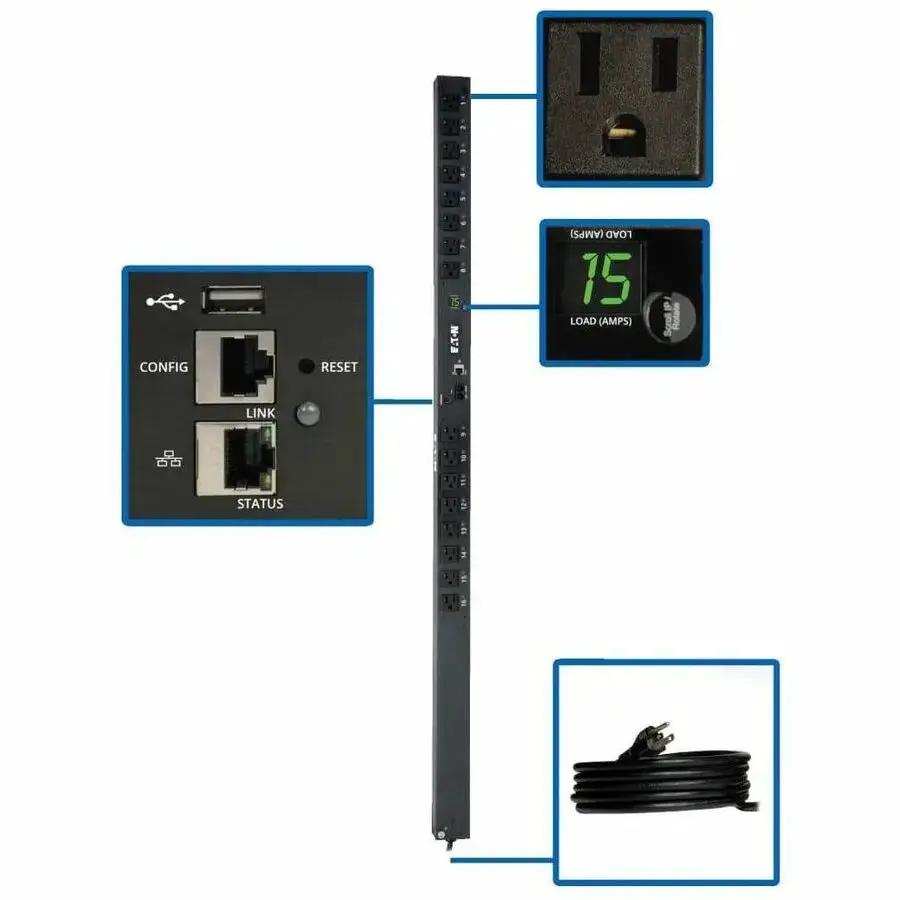 Eaton PDUMV15NETLX 1.4kW Single-Phase Switched PDU with Remote Network Control and 16 Outlets by Eaton Corporation