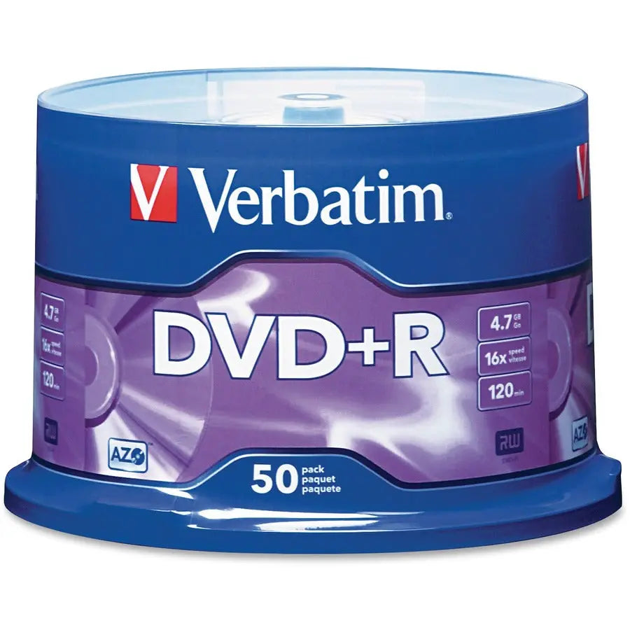 Verbatim AZO DVD+R 4.7GB 16X with Branded Surface - 50 Pack Spindle