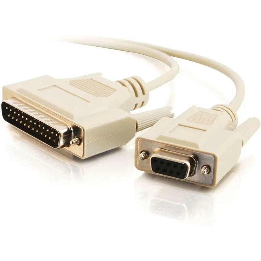C2G 6ft DB25 Male to DB9 Female Null Modem Cable – Reliable Data Transfer for DTE and DCE Devices