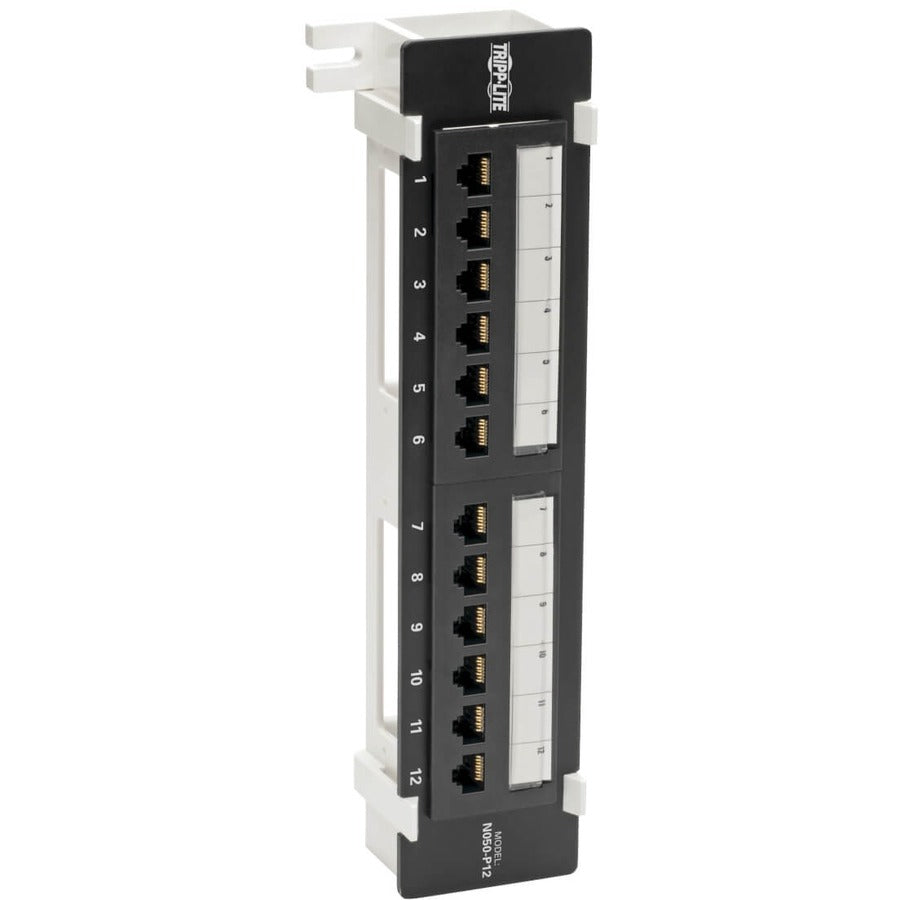 Eaton Tripp Lite Series N050-P12 12-Port Wall-Mount Cat5e Patch Panel with PoE+ Support