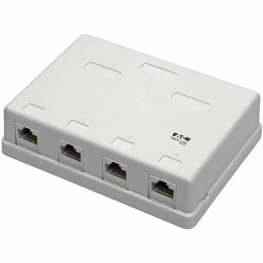 Eaton Tripp Lite Series N236-004-WH Pre-Configured Unshielded Cat6 4-Port Surface-Mount Box, White by Eaton Corporation