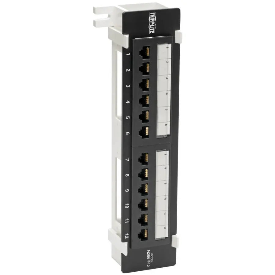 Eaton Tripp Lite Series N250-P12 12-Port Wall-Mount Cat6 Patch Panel for PoE+ Networks