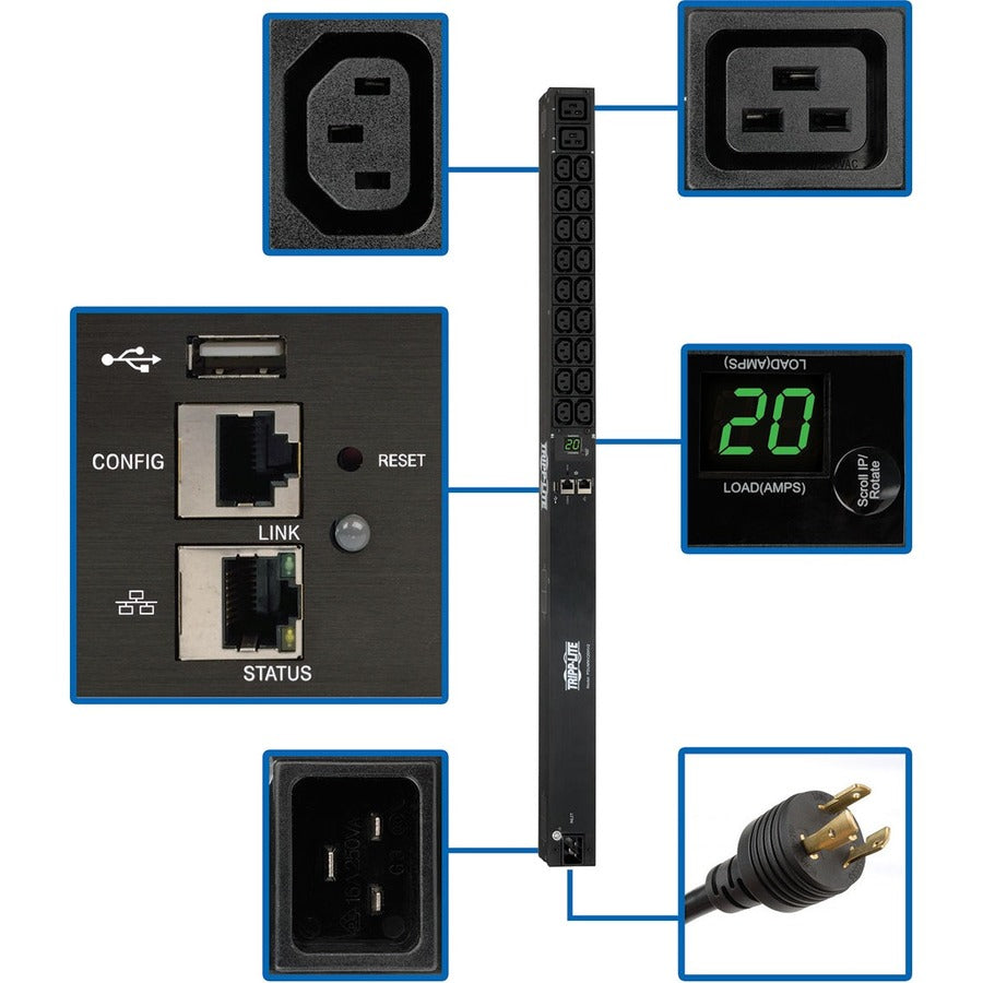Eaton Corporation PDUMNV20HV2LX 20-Outlet Monitored PDU for Rack Cabinets