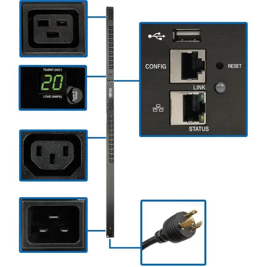 Eaton PDUMNV20HVLX 3.3-3.7kW Single-Phase Monitored PDU with LX Platform and 24 Outlets by Eaton Corporation