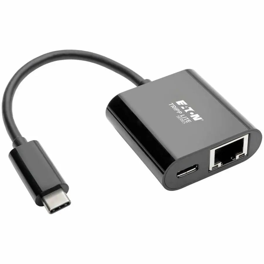 Eaton Tripp Lite Series USB-C to Gigabit Ethernet Adapter with 60W PD Charging – Thunderbolt 3, Black