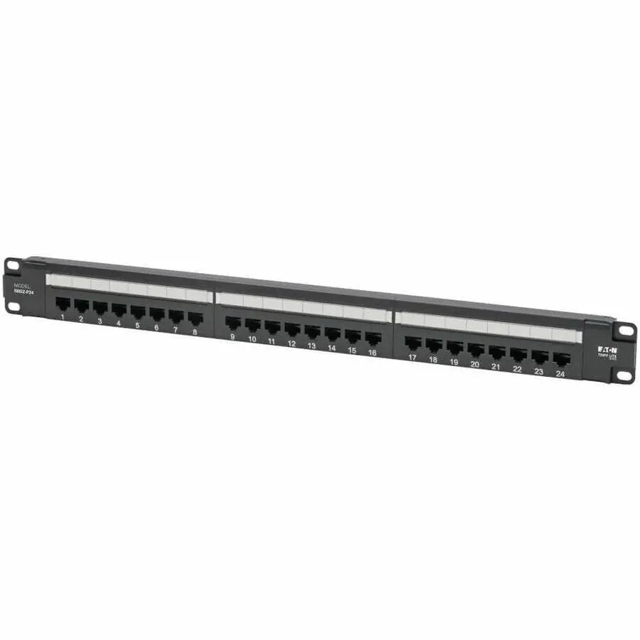 Eaton Tripp Lite Series N052-P24 24-Port Cat5e Patch Panel for PoE+ Applications in 1U Rack Mount