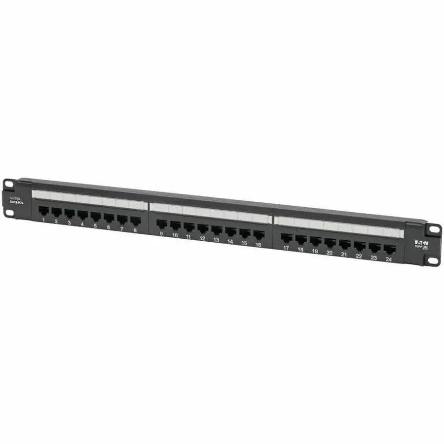 Eaton Tripp Lite Series N052-P24 24-Port Cat5e Patch Panel for PoE+ Applications in 1U Rack Mount by Eaton Corporation