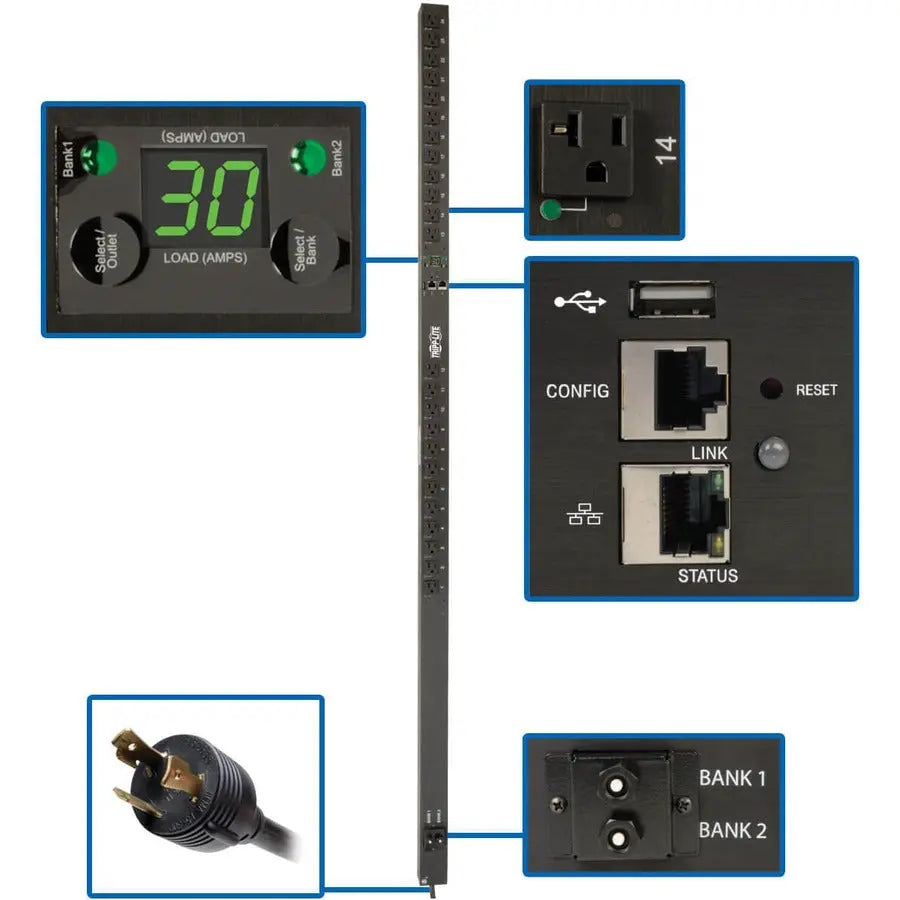 Eaton PDUMVR30NETLX 24-Outlet Rack-Mountable Single-Phase Switched PDU with Remote Monitoring and Individual Outlet Control