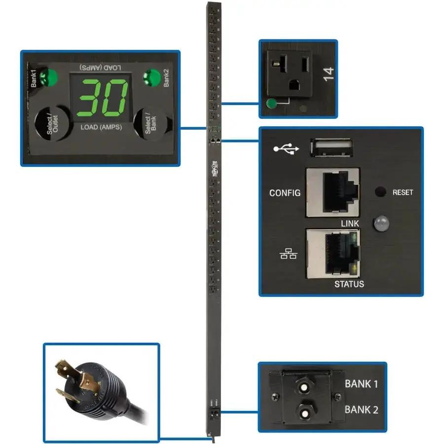 Eaton PDUMVR30NETLX 24-Outlet Rack-Mountable Single-Phase Switched PDU with Remote Monitoring and Individual Outlet Control by Eaton Corporation