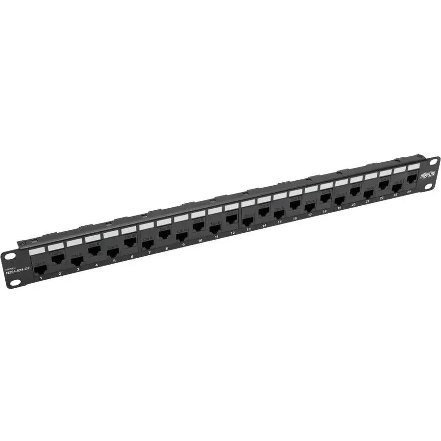 Eaton Tripp Lite Series 24-Port 1U Rack-Mount Cat5e/6 Offset Feed-Through Patch Panel with Cable Management Bar, RJ45 Ethernet, TAA by Eaton Corporation