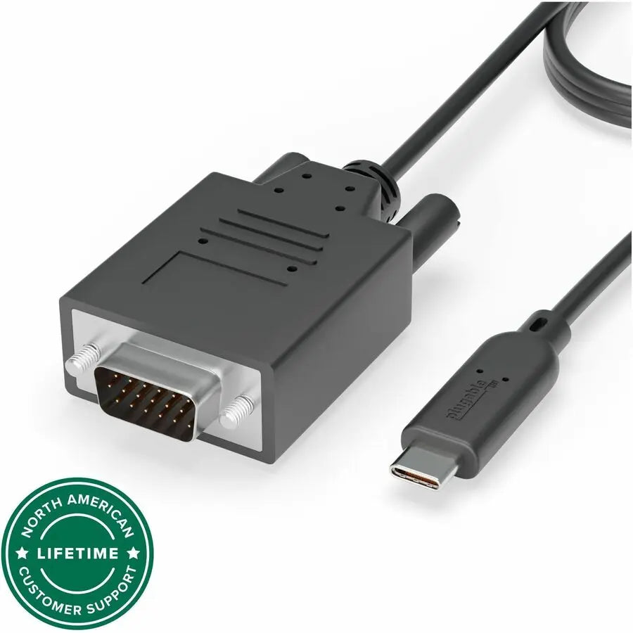 Plugable USB-C to VGA Adapter Cable for HDMI Monitors, Supports 1920x1080 Resolution