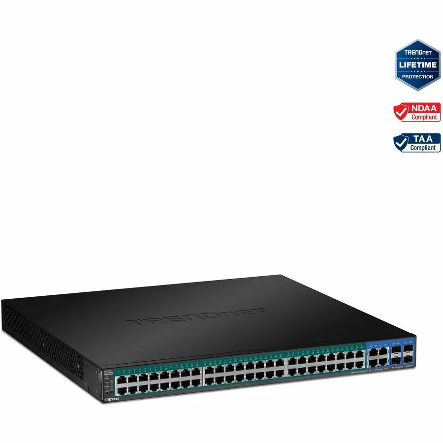 TRENDnet TPE-5048WS 52-Port Gigabit Web Smart PoE+ Switch with 740W Power Budget and VLAN Support