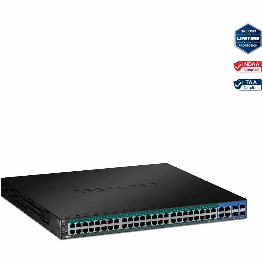 TRENDnet TPE-5048WS 52-Port Gigabit Web Smart PoE+ Switch with 740W Power Budget and VLAN Support by TRENDnet