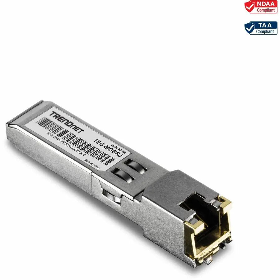 TRENDnet TEG-MGBRJ 1000BASE-T RJ-45 Copper SFP Module for Gigabit Ethernet
