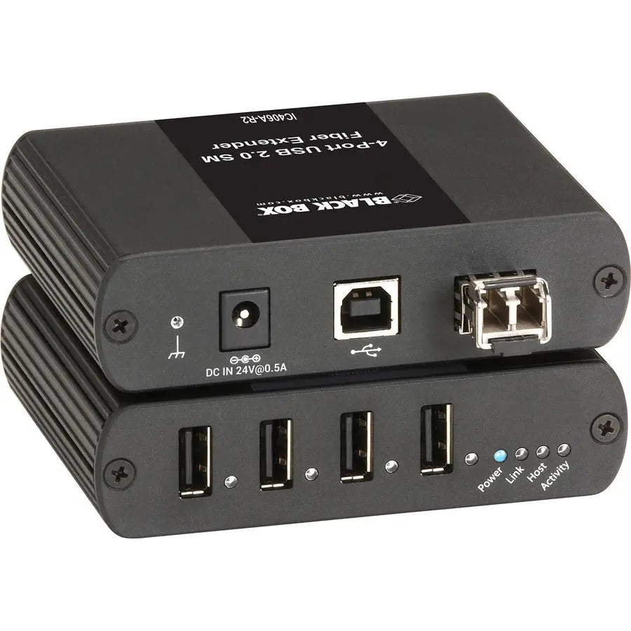 Black Box IC406A-R2 USB Extender - 4-Port Single-Mode Fiber with Long-Range Extension