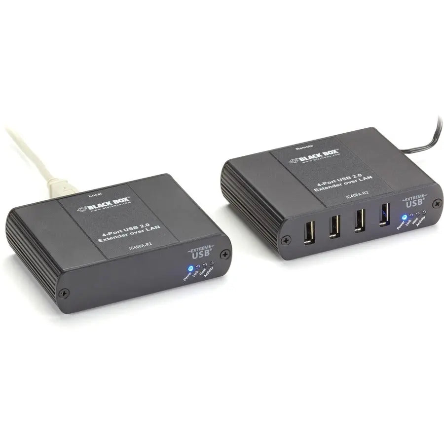 Black Box USB 2.0 Extender - CATx and LAN, 4-Port for Long-Distance USB Connections