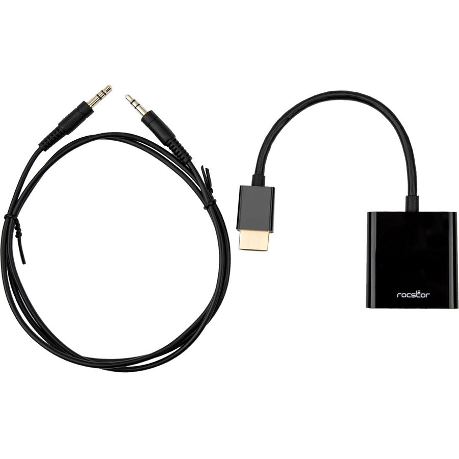 Rocstor Premium HDMI to VGA Adapter with 3.5mm Audio, Y10A187-B1